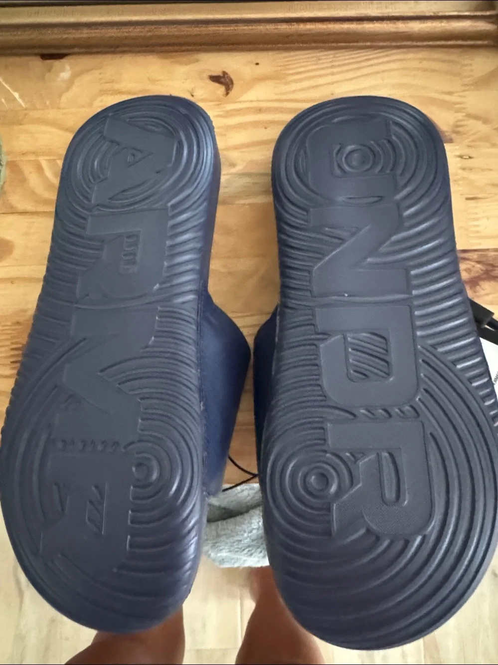 Under Armour Men's Navy Slide Sandals with Gold Logo